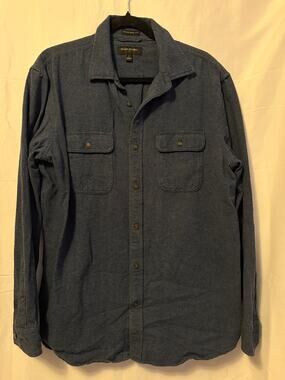 Banana Republic Standard Fit Flannel Blue Button Down Shirt Men's Sz L